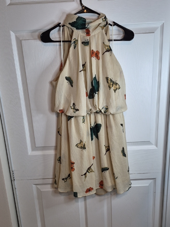 ASOS Other - ASOS Cream Halter Dress with Butterfly Print
